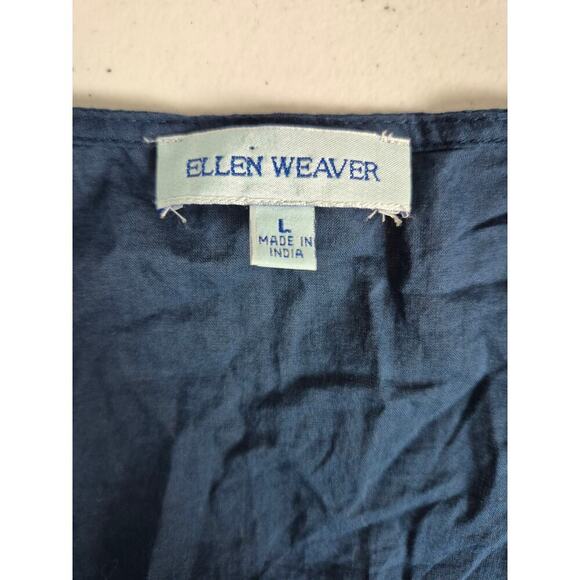 Ellen Weaver 100% Cotton Tunic/Cover Up Blue/Green Drawstring Sz L - Picture 4 of 5